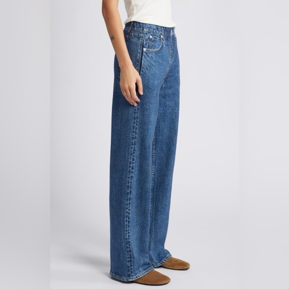rag & bone Miramar Sweatpant High-Rise Straight-Leg Jeans in Medium Blue L - Picture 2 of 10